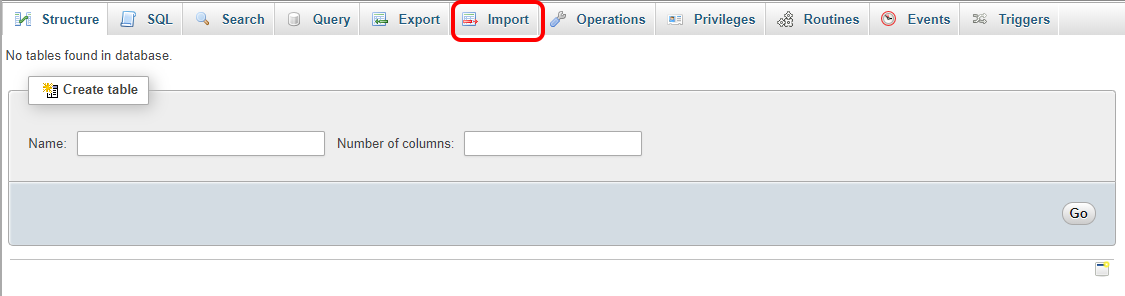 how to import a new database 